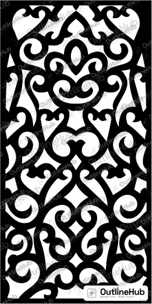 Scroll Damask Jaali Partition Panel laser cutting design file – CDR DXF SVG